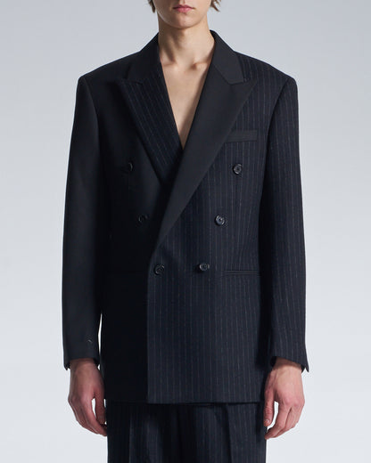 HARRISON WONG / Standard Fit DB Blazer With Stripe Fabric Contrast