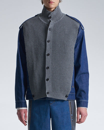 HARRISON WONG / 2in1 Denim Jacket With Sweater - Grey