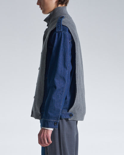 HARRISON WONG / 2in1 Denim Jacket With Sweater - Grey