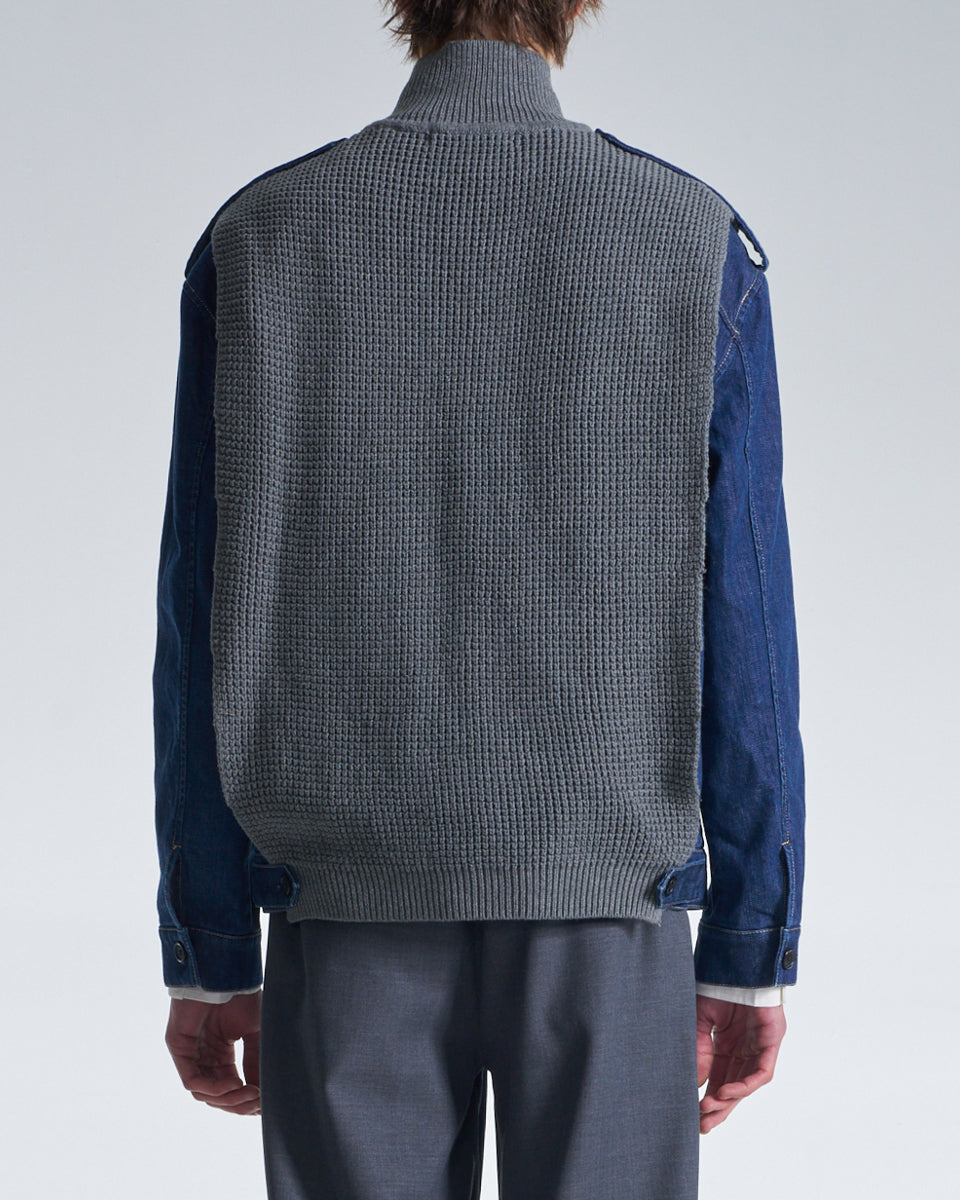 HARRISON WONG / 2in1 Denim Jacket With Sweater - Grey