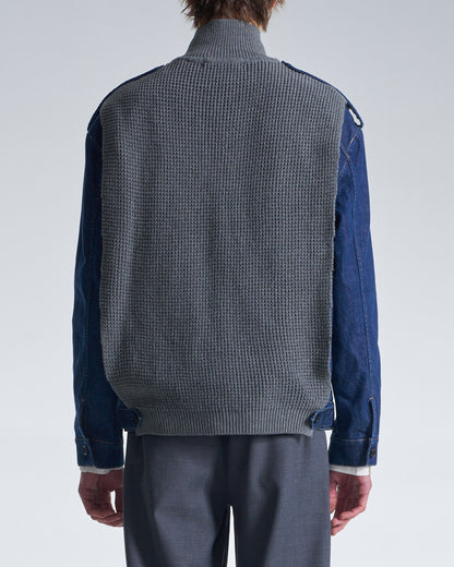 HARRISON WONG / 2in1 Denim Jacket With Sweater - Grey