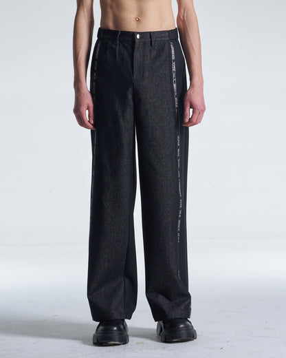 HARRISON WONG / Wool Pants With Denim Contrast - Black