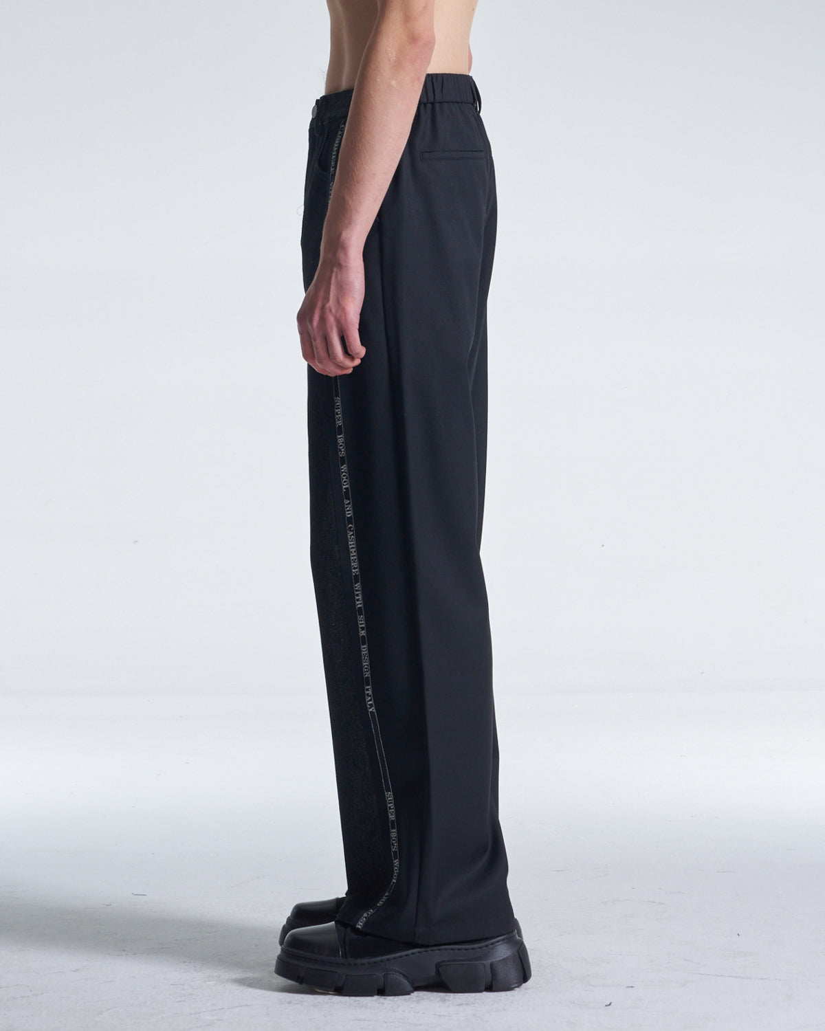 HARRISON WONG / Wool Pants With Denim Contrast - Black