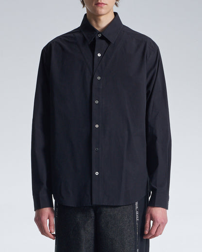 HARRISON WONG / Cotton Shirt With V Cut Placket - Black