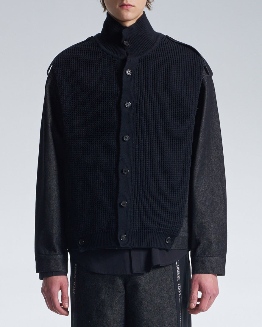 HARRISON WONG / 2in1 Denim Jacket With Sweater - Black