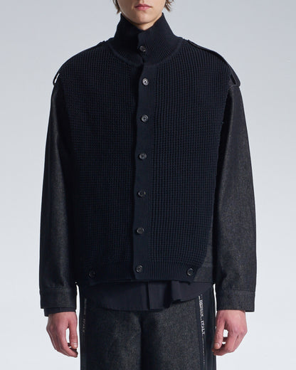 HARRISON WONG / 2in1 Denim Jacket With Sweater - Black