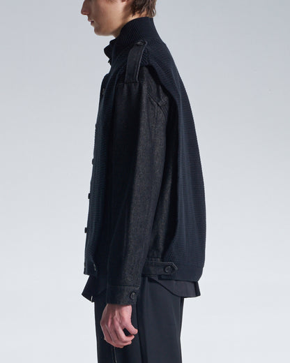 HARRISON WONG / 2in1 Denim Jacket With Sweater - Black