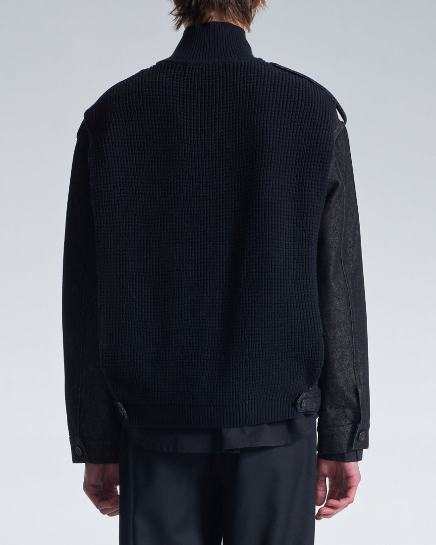 HARRISON WONG / 2in1 Denim Jacket With Sweater - Black