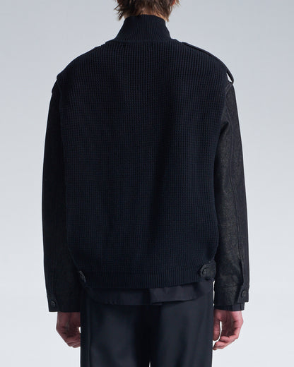 HARRISON WONG / 2in1 Denim Jacket With Sweater - Black