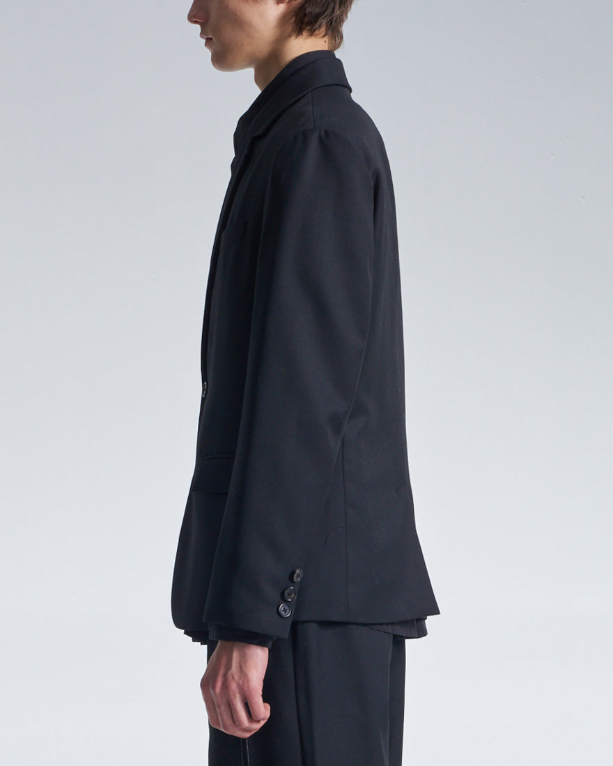 HARRISON WONG / Deconstructed Wool Blazer With Denim - Black