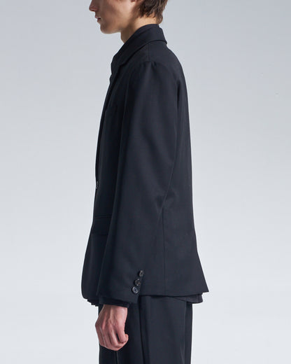 HARRISON WONG / Deconstructed Wool Blazer With Denim - Black