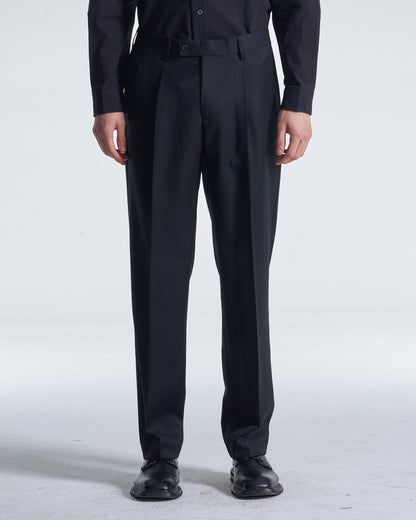 HARRISON WONG / Easy Fit Straight Leg Wool Pants - Black