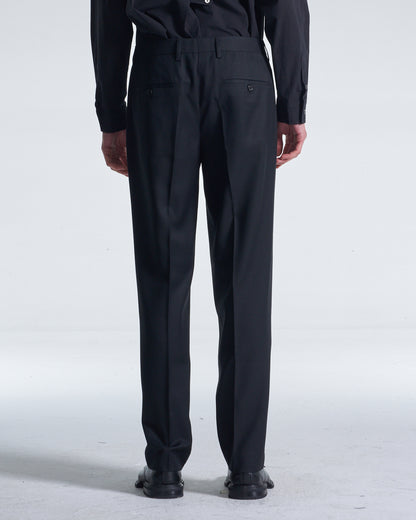 HARRISON WONG / Easy Fit Straight Leg Wool Pants - Black
