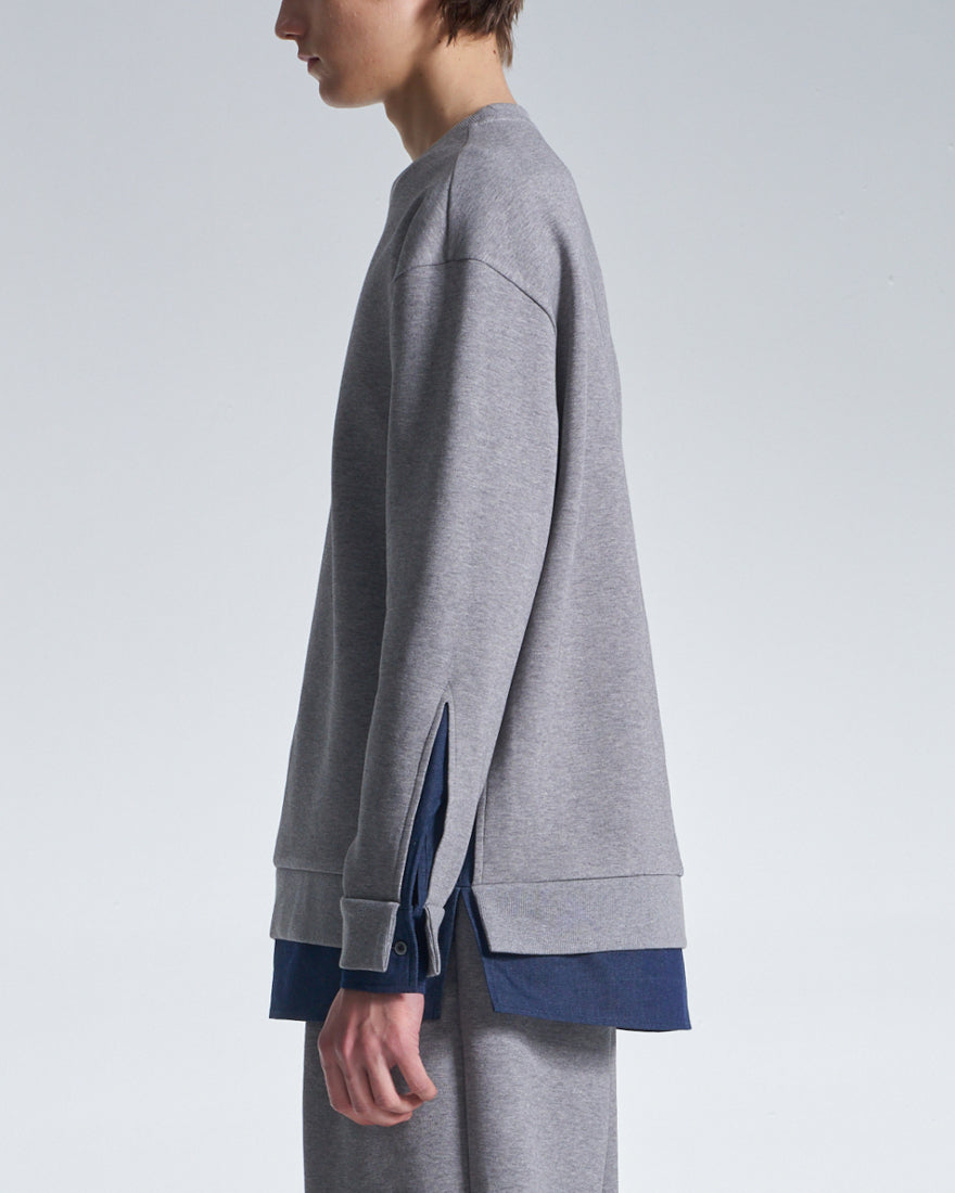 HARRISON WONG / Sweatshirt With Denim Hem - Grey