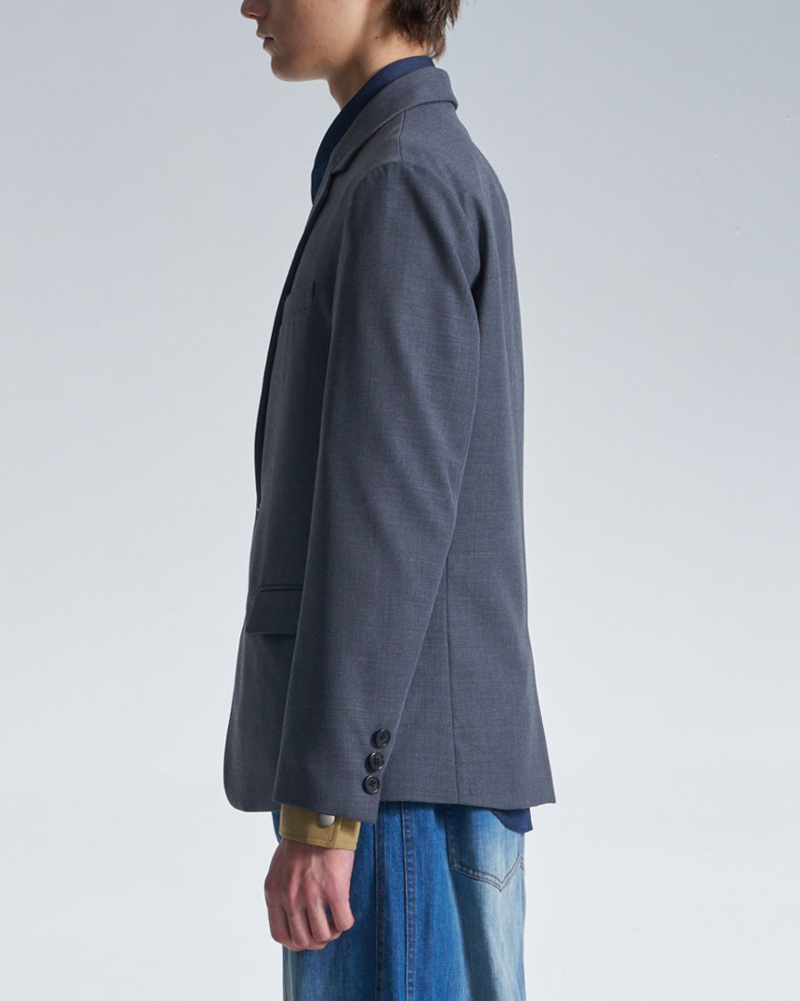 HARRISON WONG / Deconstructed Wool Blazer With Denim - Grey