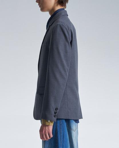 HARRISON WONG / Deconstructed Wool Blazer With Denim - Grey