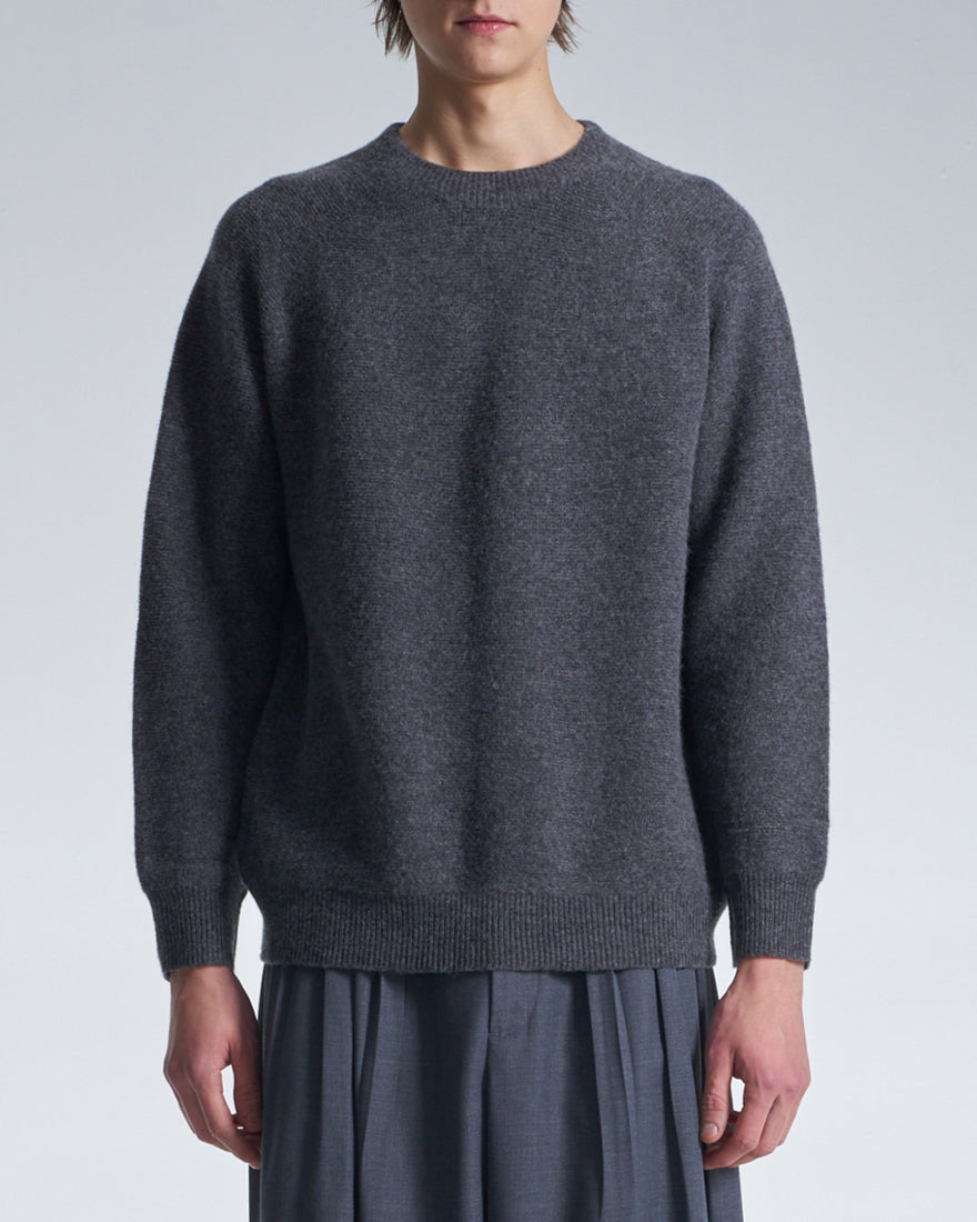 HARRISON WONG / Basic Wool Sweater With Horizontal Weave - Grey