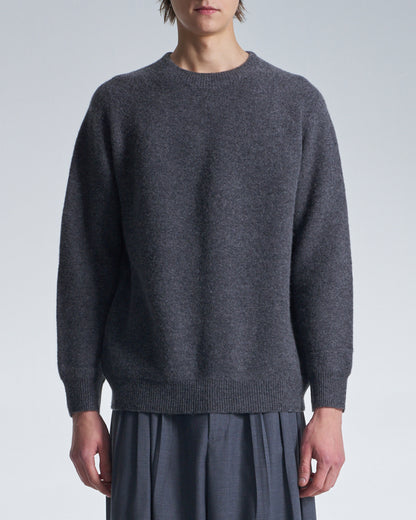 HARRISON WONG / Basic Wool Sweater With Horizontal Weave - Grey
