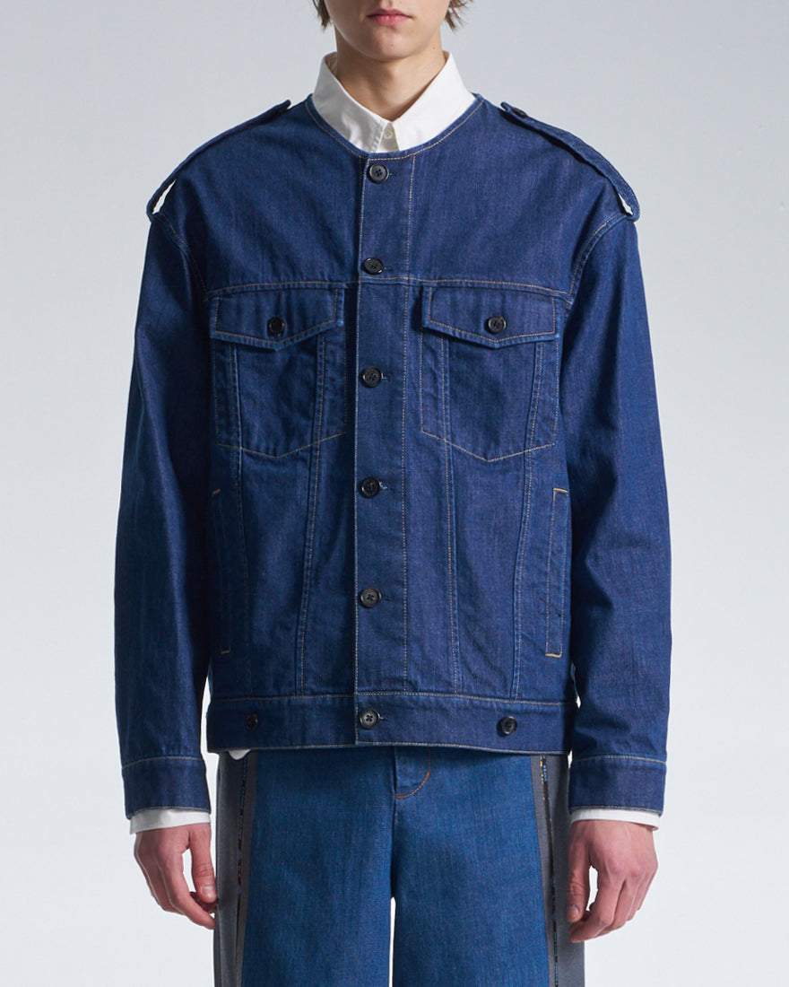 HARRISON WONG / 2in1 Denim Jacket With Sweater - Grey