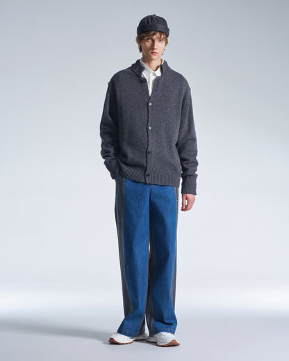 HARRISON WONG / Wool Pants With Denim Contrast - Grey