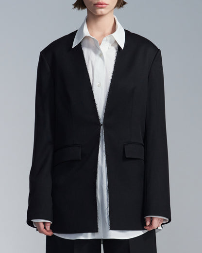 HARRISON WONG / Wool Blazer With White Raw Edge