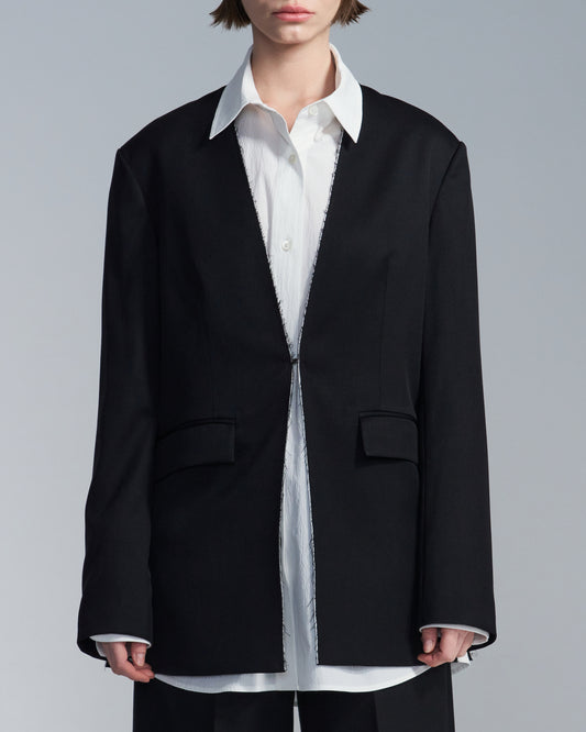 HARRISON WONG / Wool Blazer With White Raw Edge
