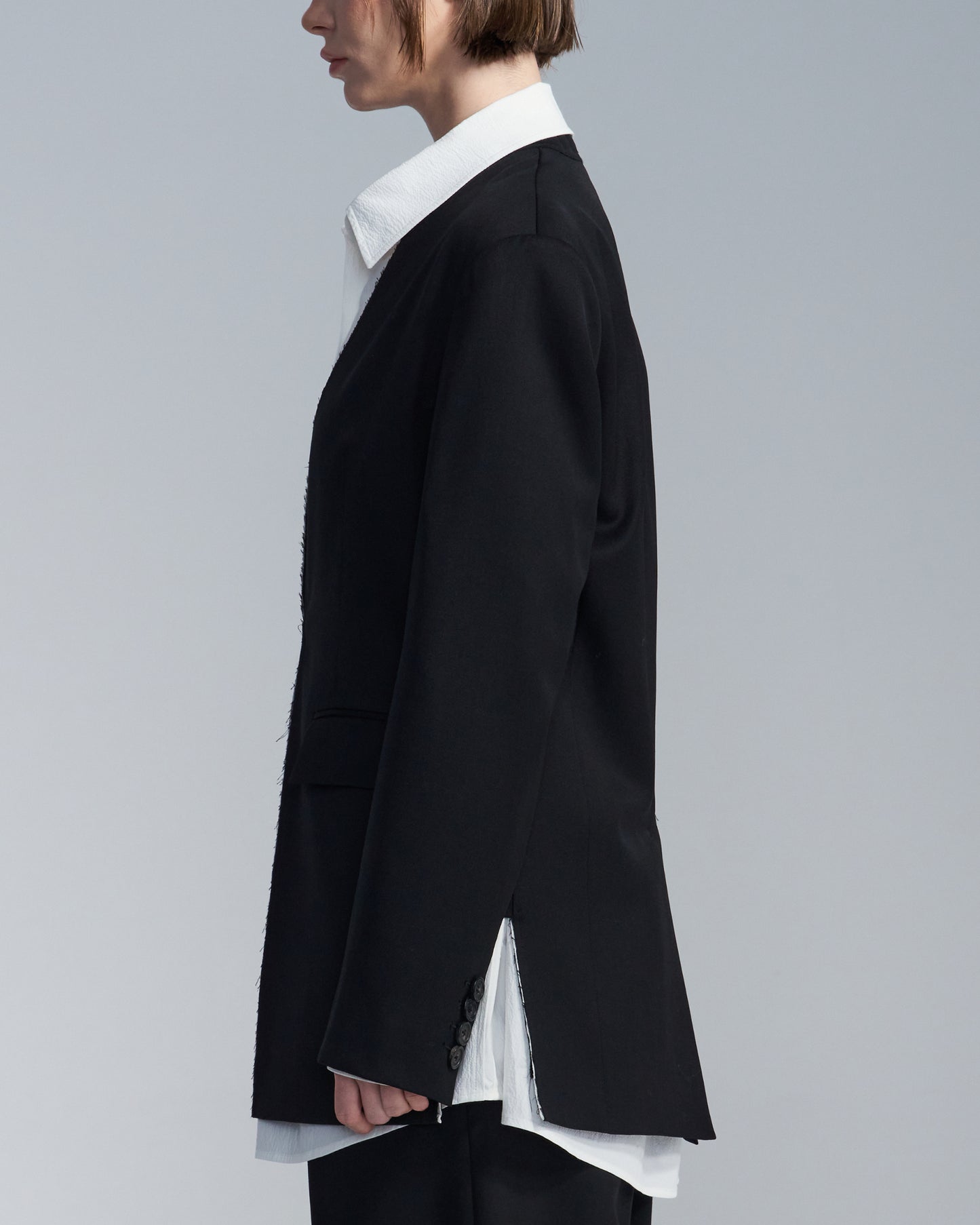 HARRISON WONG / Wool Blazer With White Raw Edge