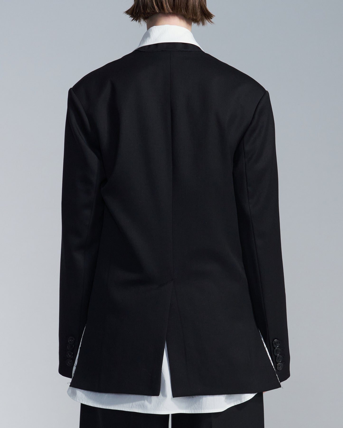 HARRISON WONG / Wool Blazer With White Raw Edge