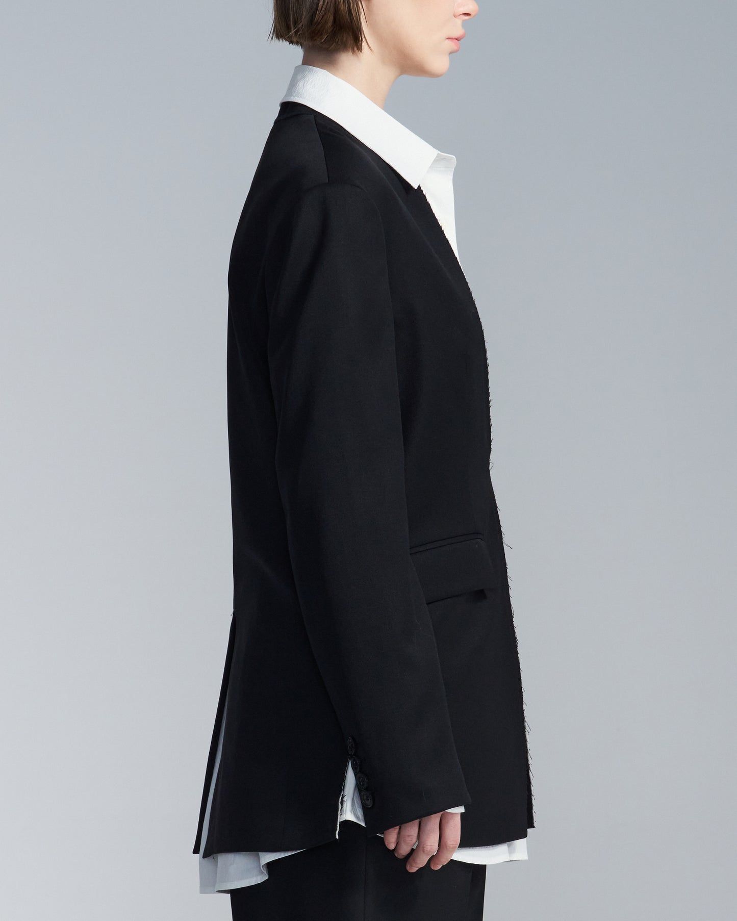 HARRISON WONG / Wool Blazer With White Raw Edge