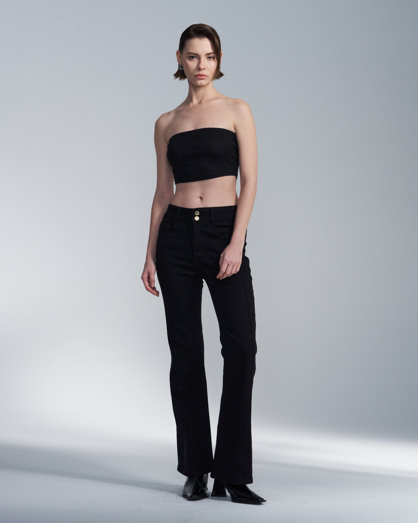 HARRISON WONG / Slim Fit Cotton Pants With Bell Bottom