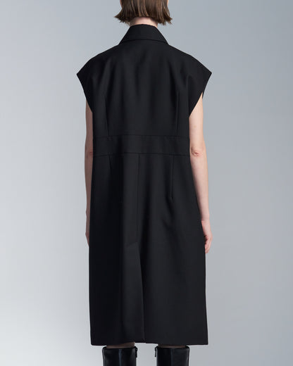 HARRISON WONG / Wide Shoulder Sleeveless Shirt Dress
