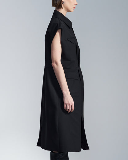 HARRISON WONG / Wide Shoulder Sleeveless Shirt Dress