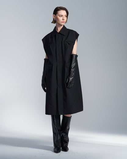 HARRISON WONG / Wide Shoulder Sleeveless Shirt Dress