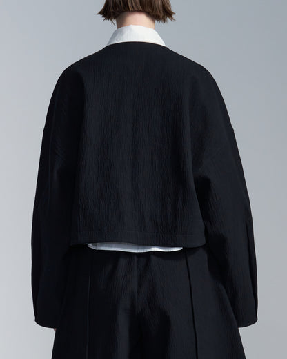 HARRISON WONG / Crepe Cotton Cropped Round Neck Jacket