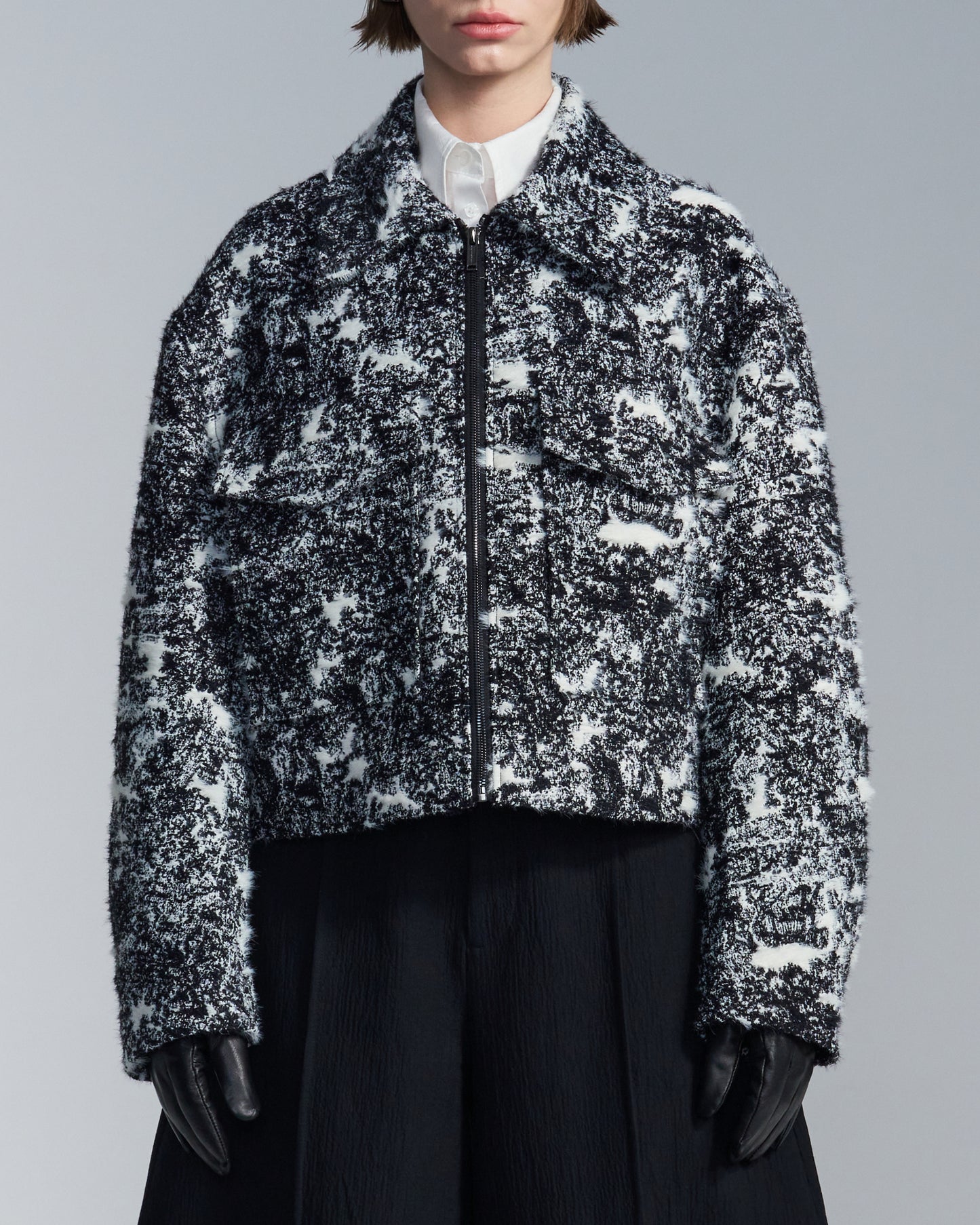 HARRISON WONG / Hairy Abstract Jacquard Zipper Jacket