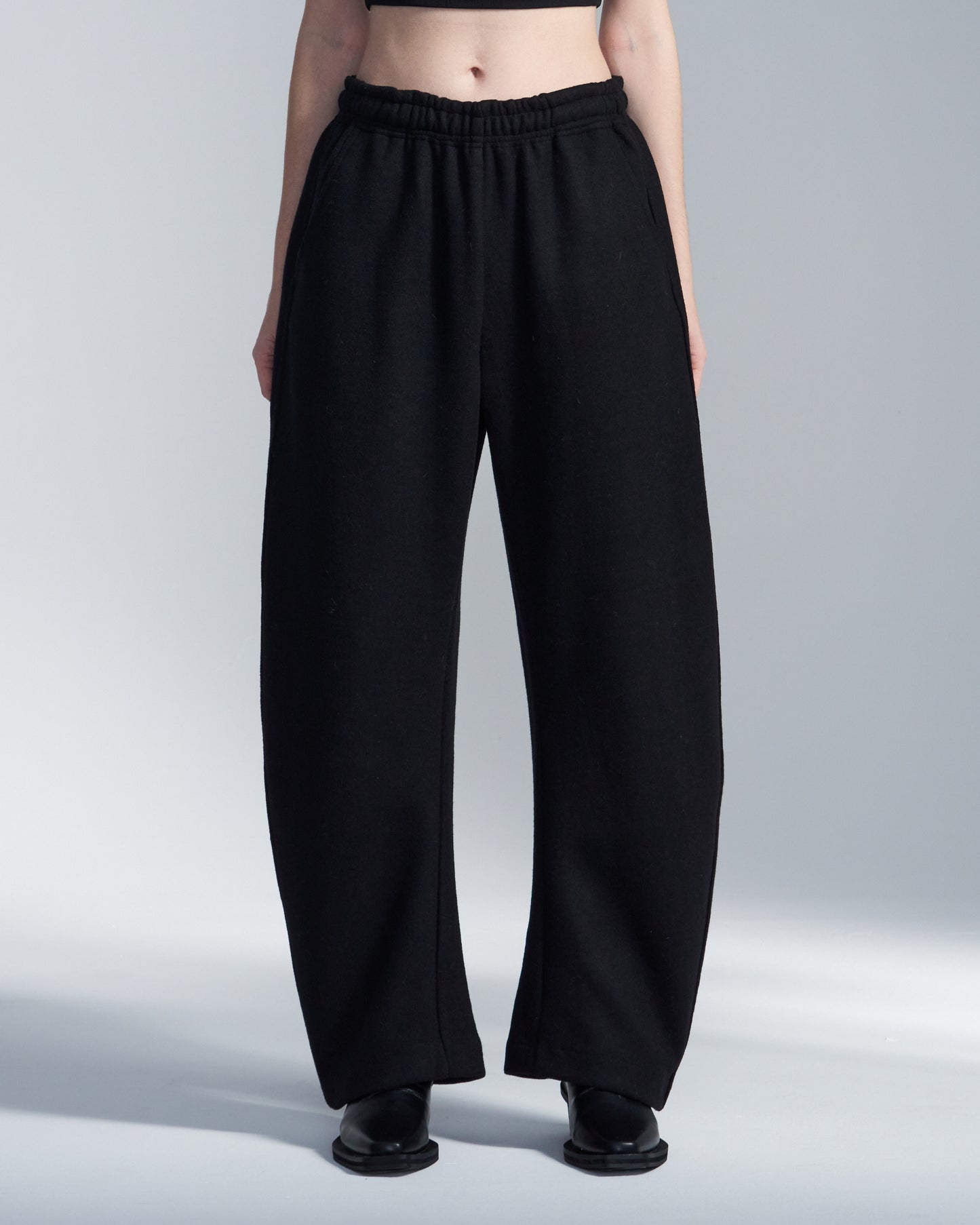 HARRISON WONG / Wool Blend Curvy Wide Leg Pants