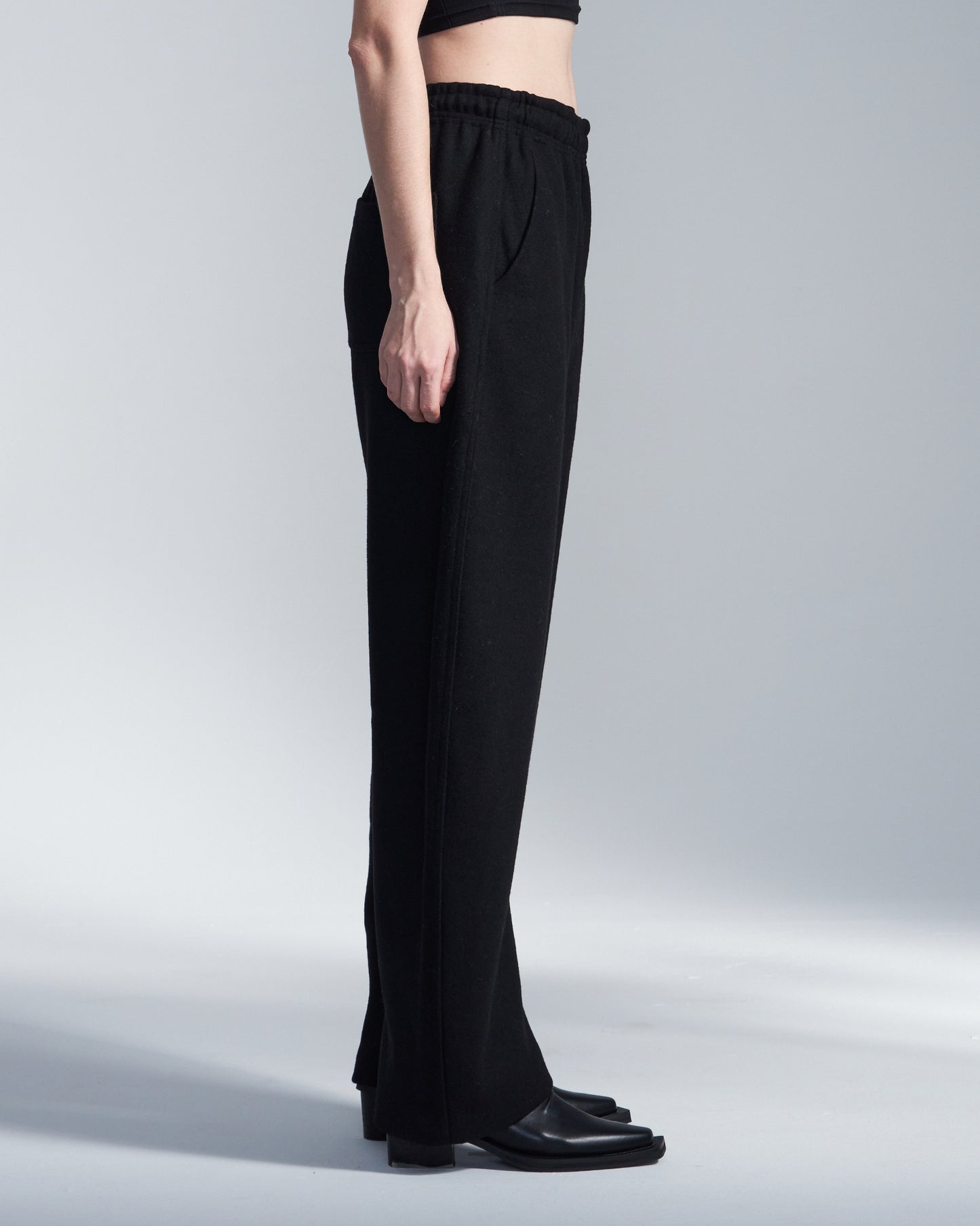 HARRISON WONG / Wool Blend Curvy Wide Leg Pants