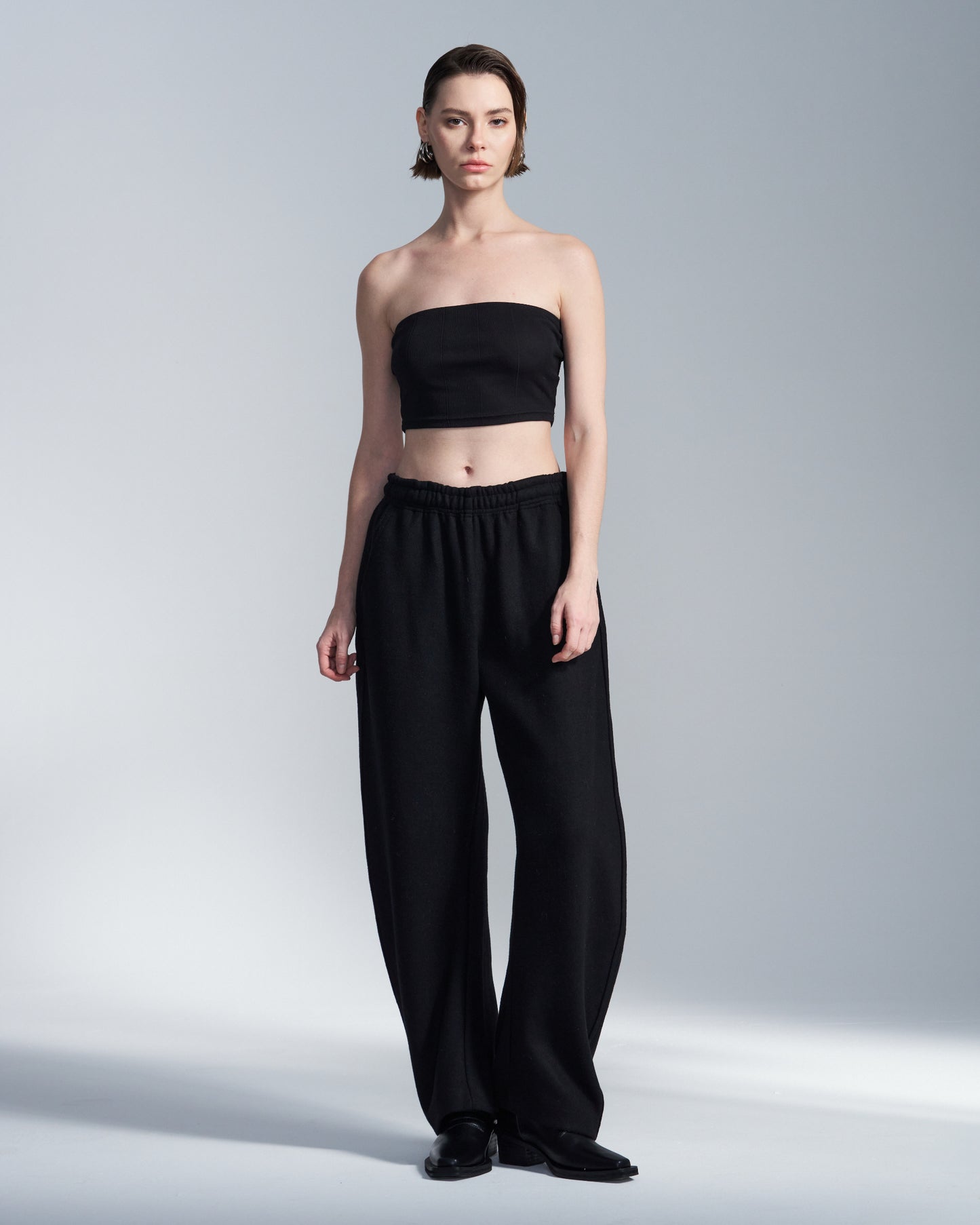 HARRISON WONG / Wool Blend Curvy Wide Leg Pants
