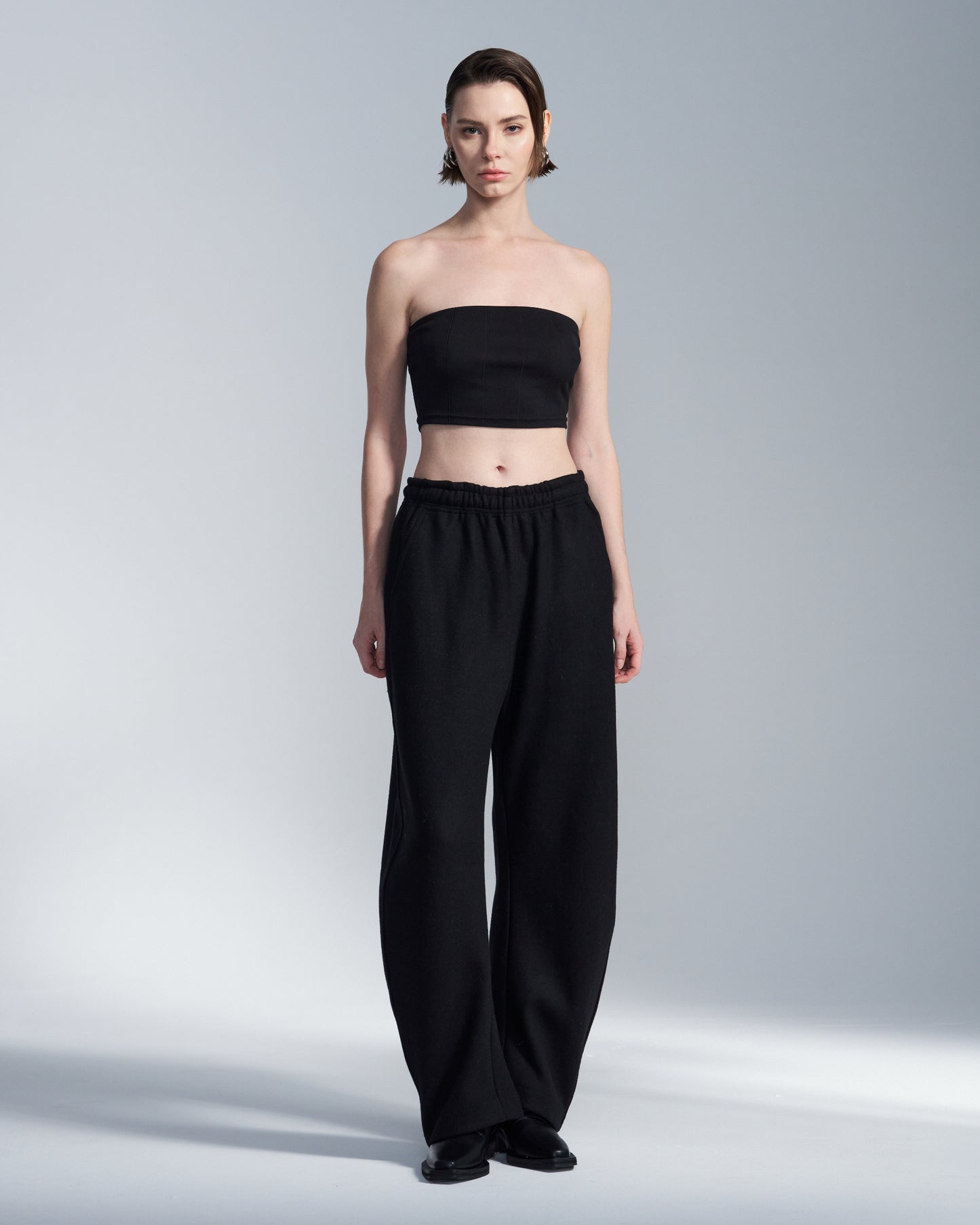 HARRISON WONG / Wool Blend Curvy Wide Leg Pants