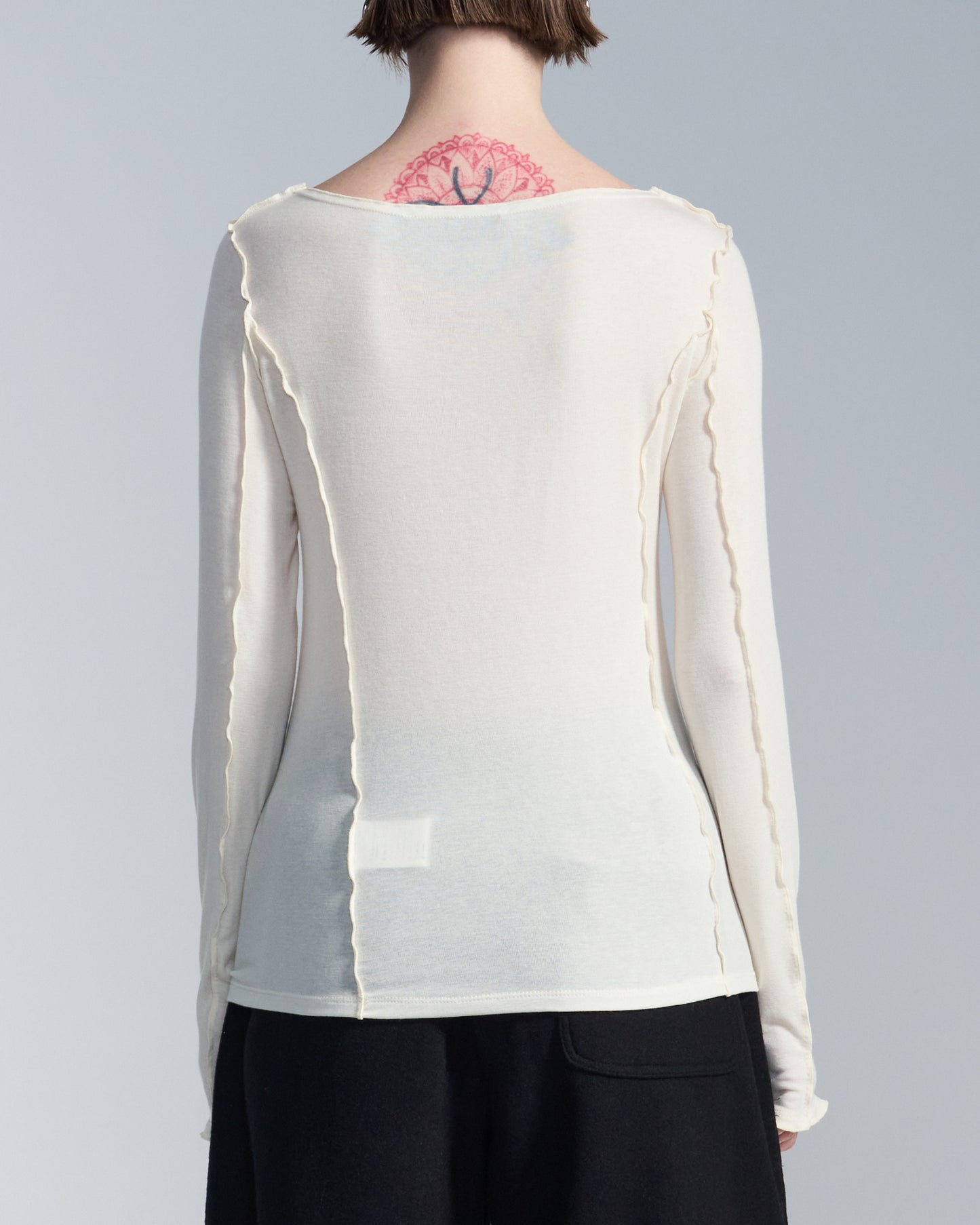 HARRISON WONG / T-Shirt With Coverstitch Edge - Beige