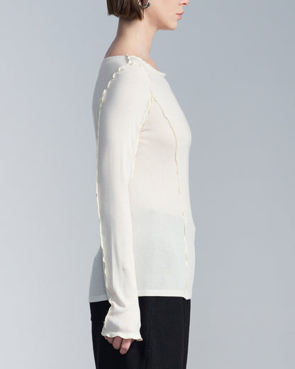 HARRISON WONG / T-Shirt With Coverstitch Edge - Beige