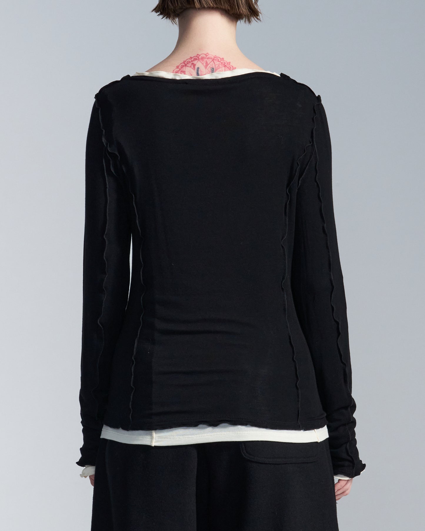 HARRISON WONG / T-Shirt With Coverstitch Edge - Black