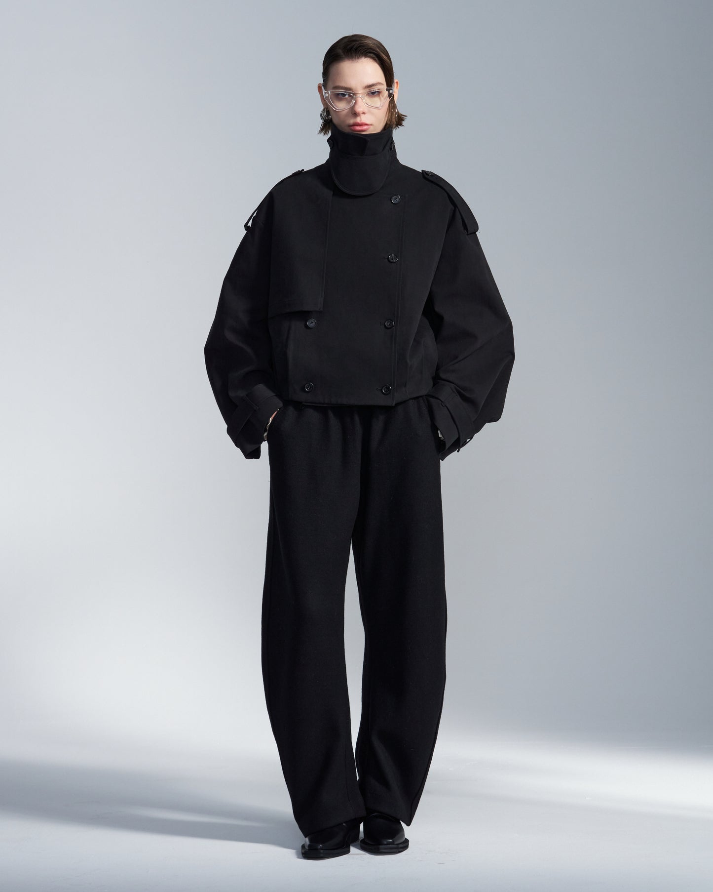 HARRISON WONG / Loose Fit Cropped Trench Jacket