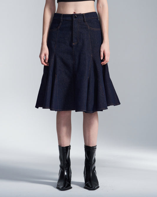 HARRISON WONG / Flare Hem Denim Skirt