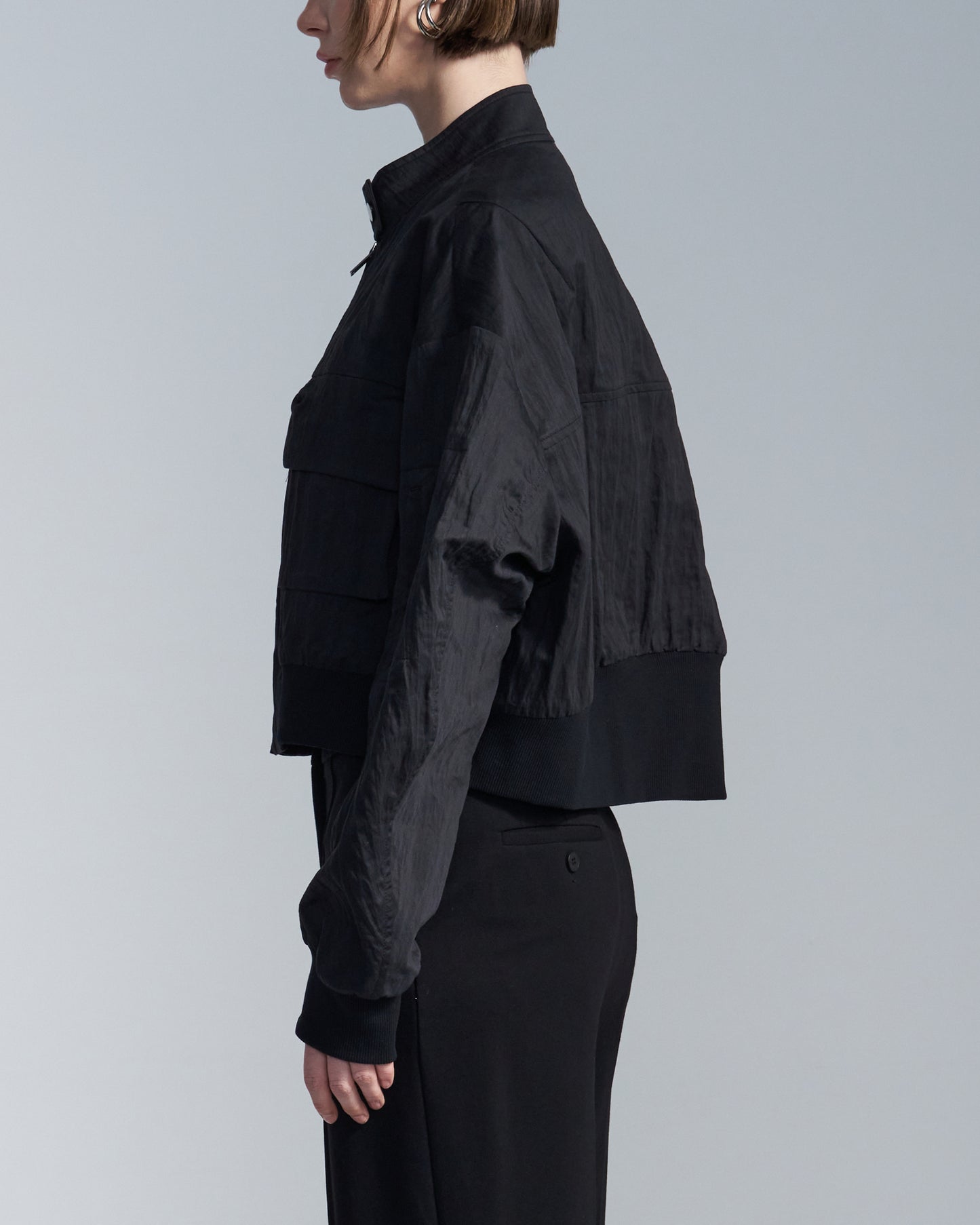 HARRISON WONG / Cotton Nylon Cropped Zipper Jacket