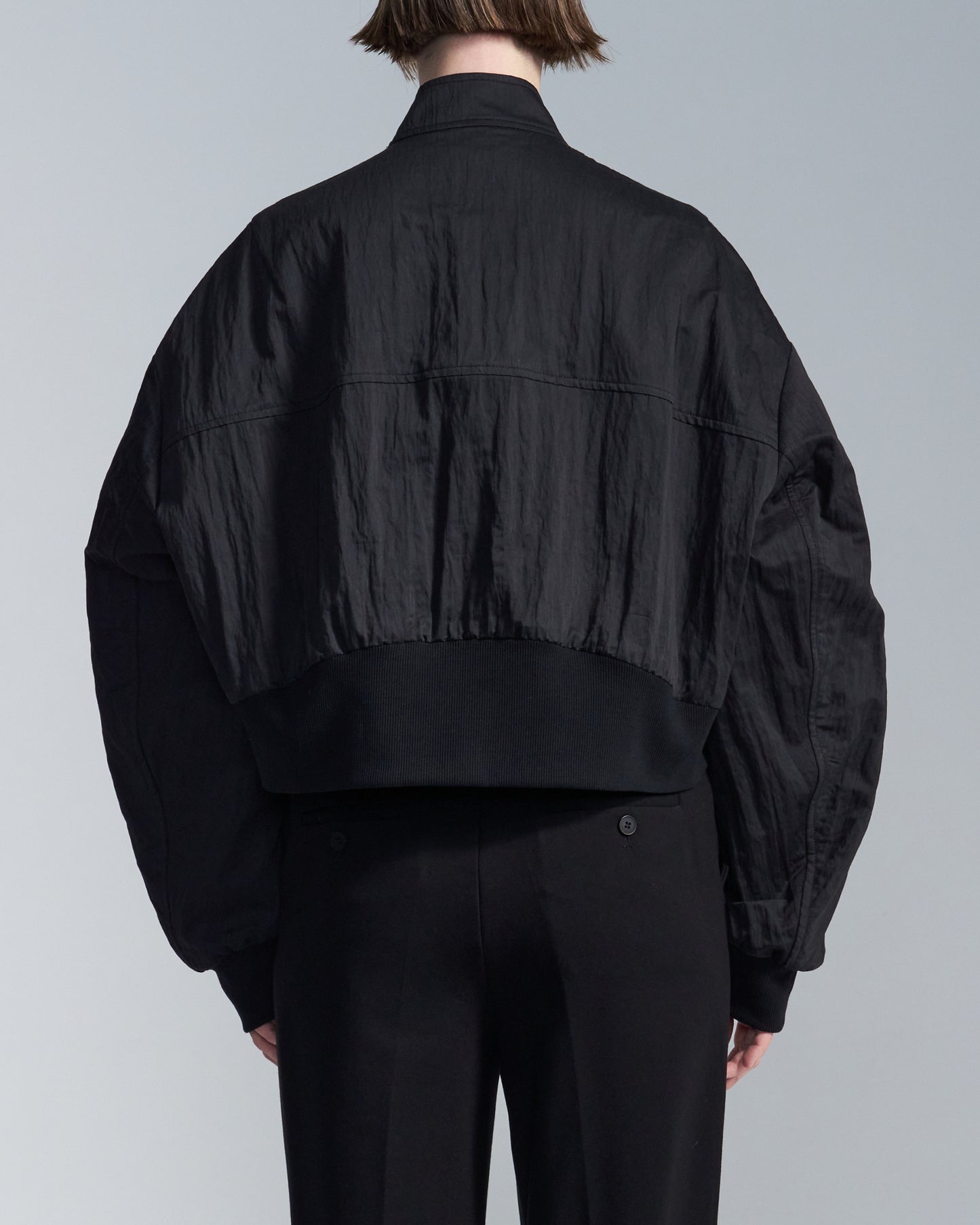 HARRISON WONG / Cotton Nylon Cropped Zipper Jacket