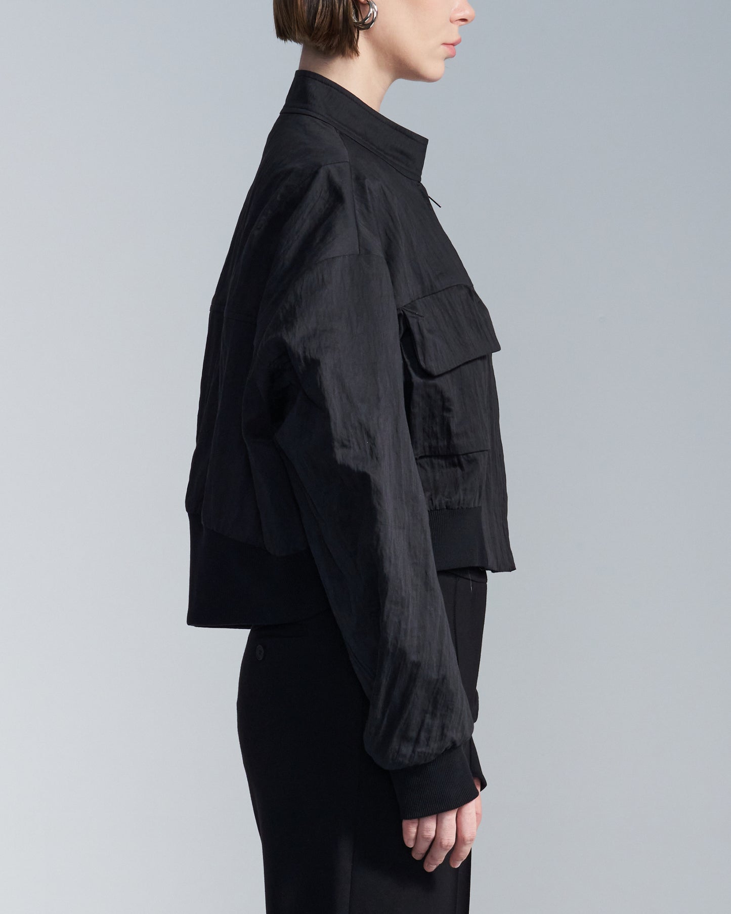 HARRISON WONG / Cotton Nylon Cropped Zipper Jacket