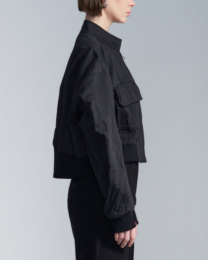 HARRISON WONG / Cotton Nylon Cropped Zipper Jacket