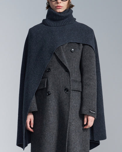 HARRISON WONG / Turtleneck Wool Cape - Grey