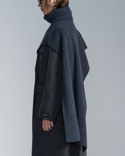 HARRISON WONG / Turtleneck Wool Cape - Grey